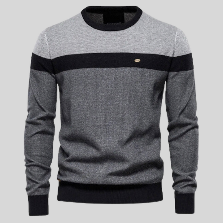 Dunkelgrauer Herren Langarm Pullover, Rundhals. Bequemer Regular Fit Strickpullover für Freizeit & Alltag, vielseitig.