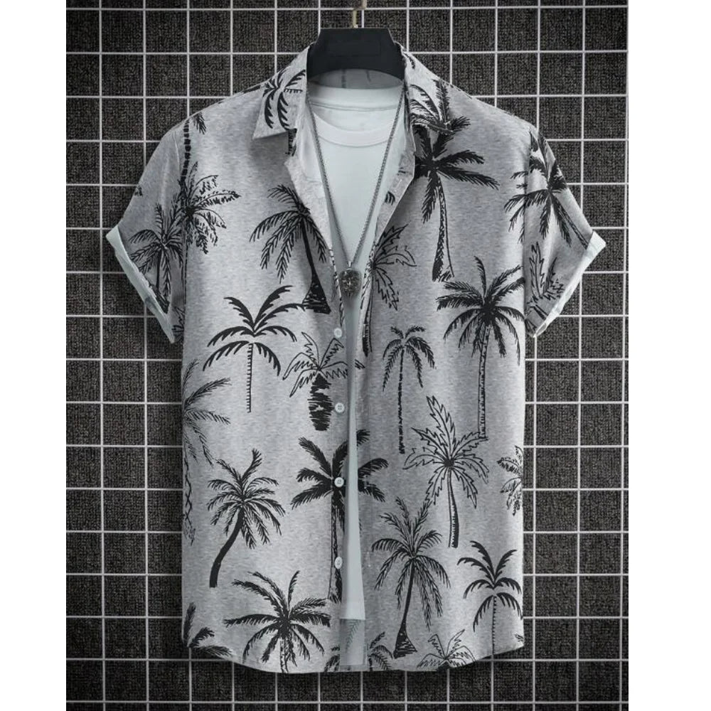 Stylisches Herren Hawaiihemd, Übergröße, tropisches Design mit Kranichen, ideal für den Sommer.