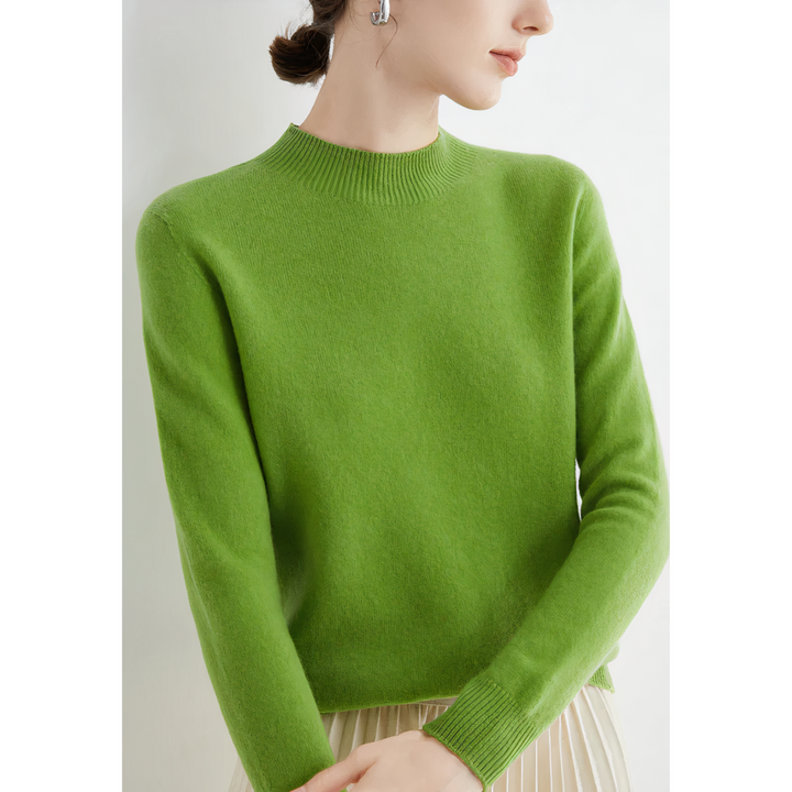 Schicker Damen Herbstpullover in Strickoptik mit Halbkragen. Passt zu vielen Anlässen.