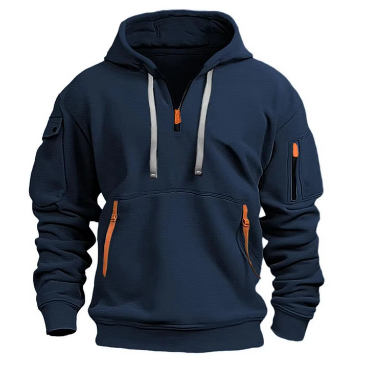 Khakifarbener Unisex Hoodie Pullover, perfekter Begleiter für den Herbst. Gemütlich und stilvoll für jeden Anlass.