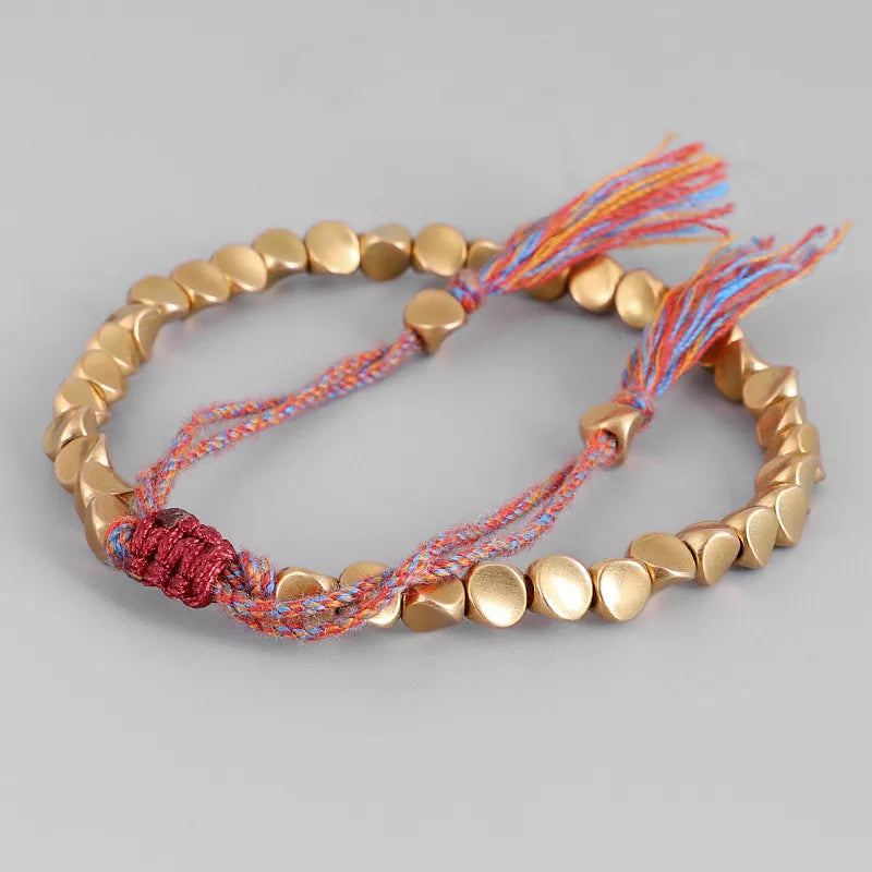 Unisex Kupferarmband als Glücksbringer, geflochtenes Schmuckstück mit echten Kupferperlen für Sie und Ihn.