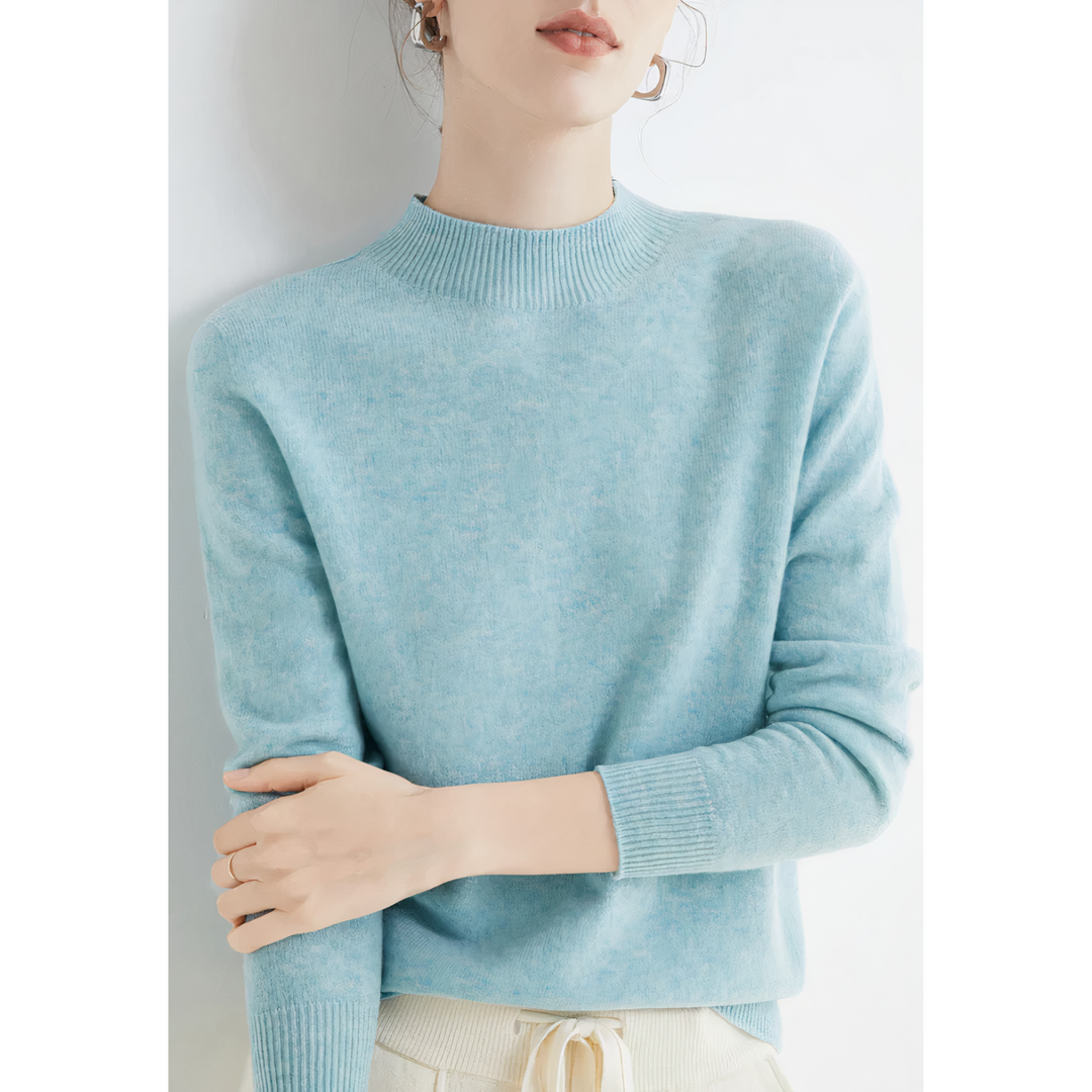 Weicher, gestrickter Damen Herbstpullover mit bequemem Halbkragen. Perfekt für Freizeit & Alltag.