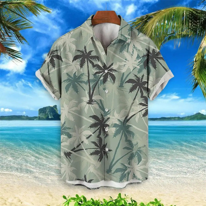 Buntes Herren Hawaiihemd Übergröße, lockere Strandkleidung mit tropischem Design.