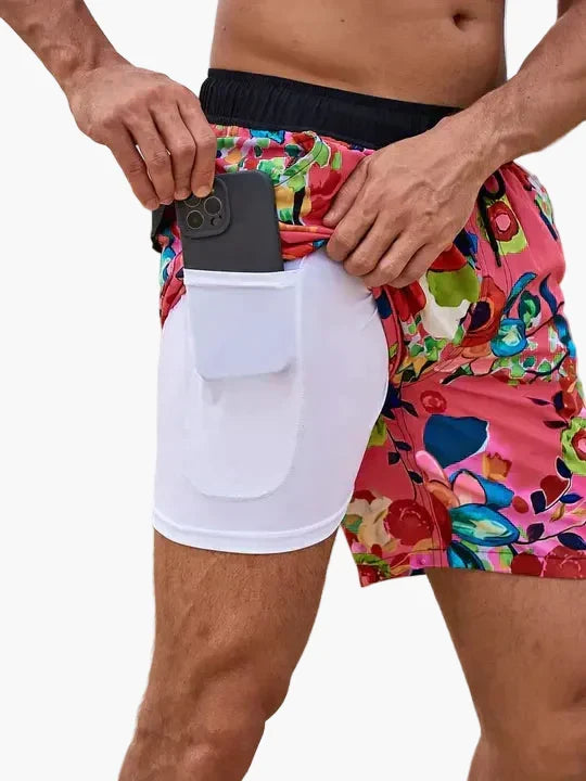 Vielseitige Herren Badeshorts: tropisch, schnelltrocknend, mit Kompression, für Strand, Pool & Sport.