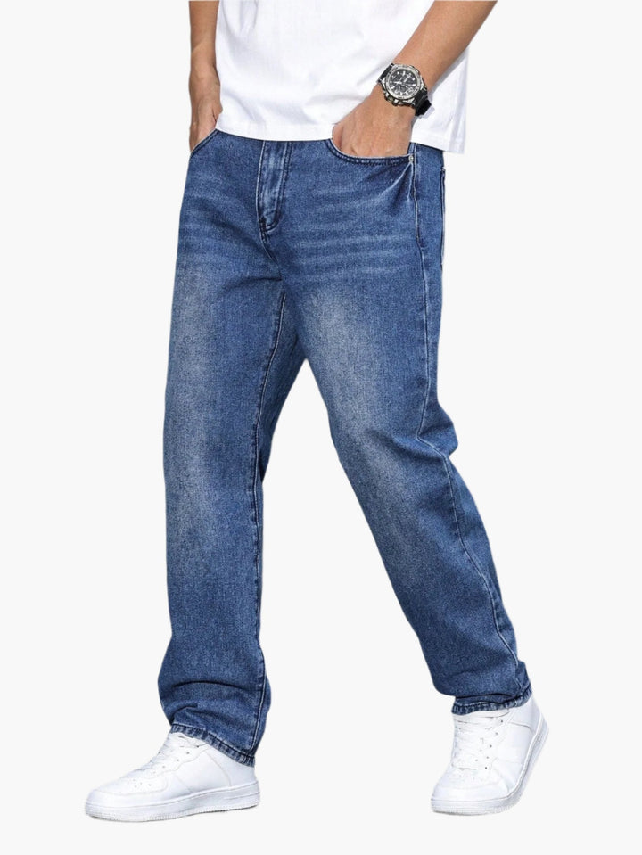 Herren Baggy Jeans Loose Fit, bequeme Freizeitmode für Urban Streetwear Enthusiasten.