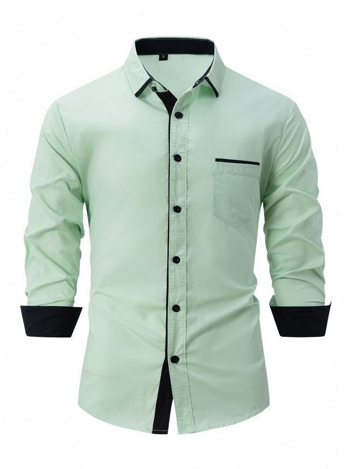 Bügelfreies Herren Businesshemd Slim Fit mit Langarm und stilvollem Streifenmuster, perfekt für den Arbeitsalltag.