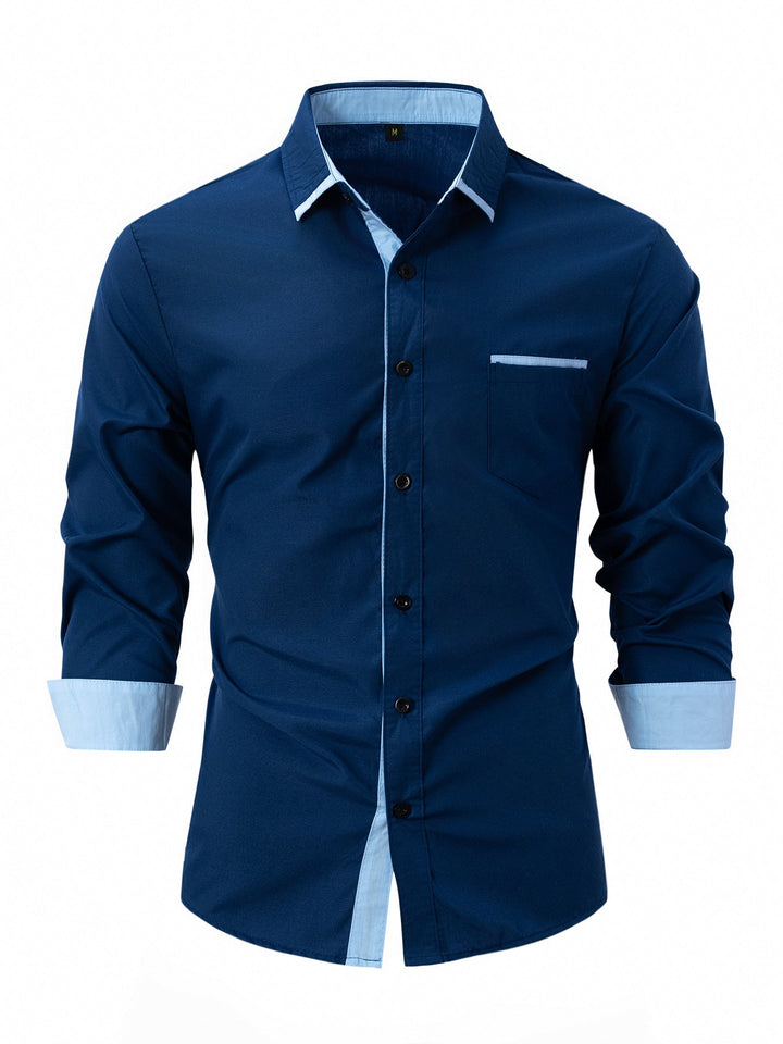 Detailansicht des gestreiften Stoffes vom bügelfreien Herren Businesshemd Slim Fit Langarm, elegant und pflegeleicht.