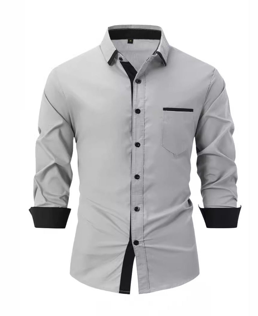 Gefaltetes gestreiftes Slim Fit Herren Businesshemd Langarm, bügelfrei, bereit für ein formelles oder Business-Outfit.
