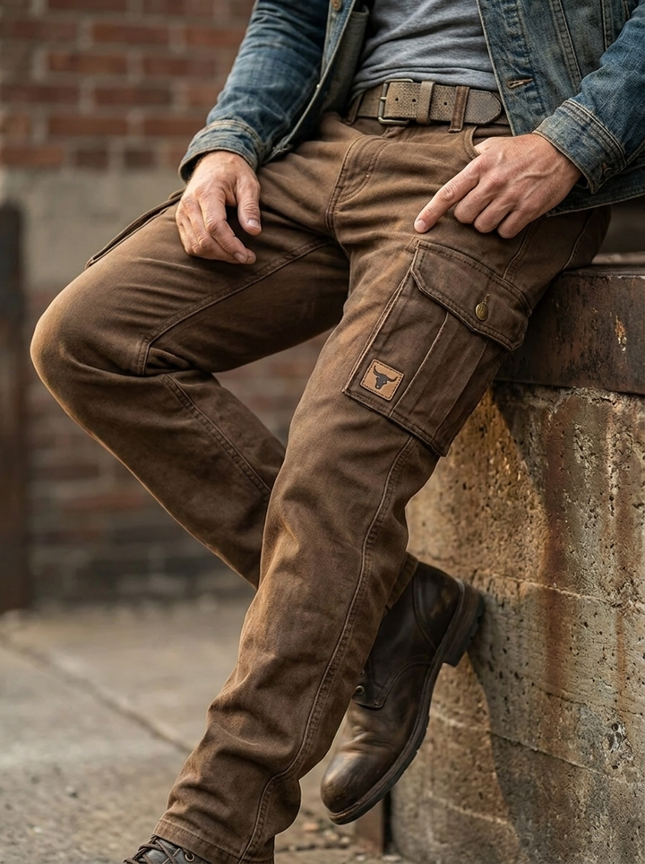 Komfortable, warme Herren Cargo-Hose in Braun, robust für Herbst- & Wintertage. Perfekt für Outdoor.