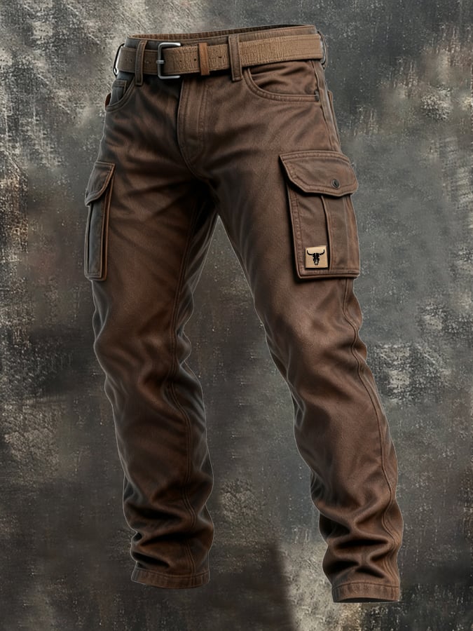 Robuste, strapazierfähige Herren Cargo-Hose in Braun, ideal für Outdoor-Einsätze im Herbst & Winter.