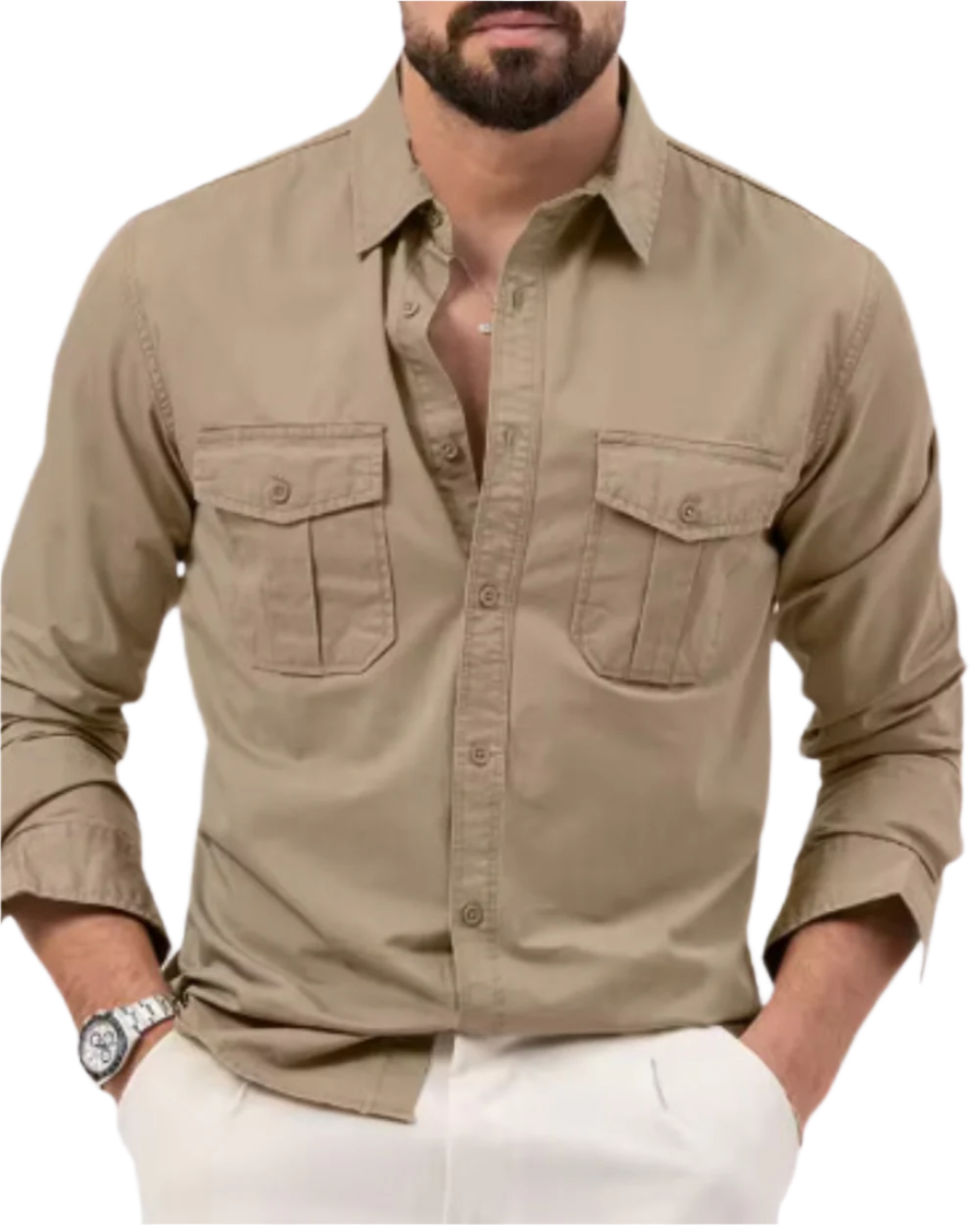Herren Cargo-Shirt für Outdoor, robust & stilvoll, mit praktischen Taschen. Ideal für Casual-Look & Sommer.