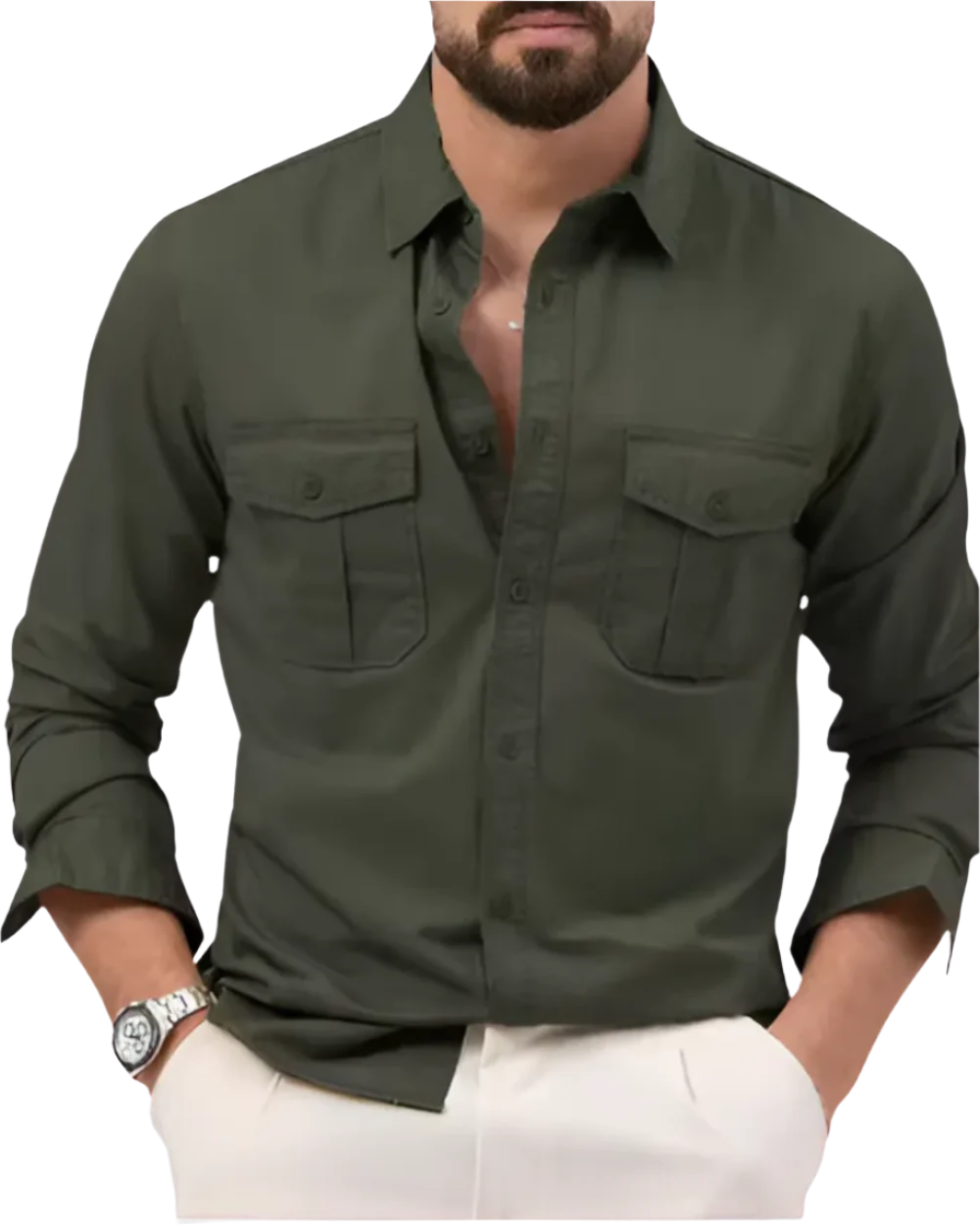 Vielseitiges Herren Cargo-Shirt in sommerlicher Farbe, perfekt für Outdoor-Abenteuer oder entspannte Freizeit.