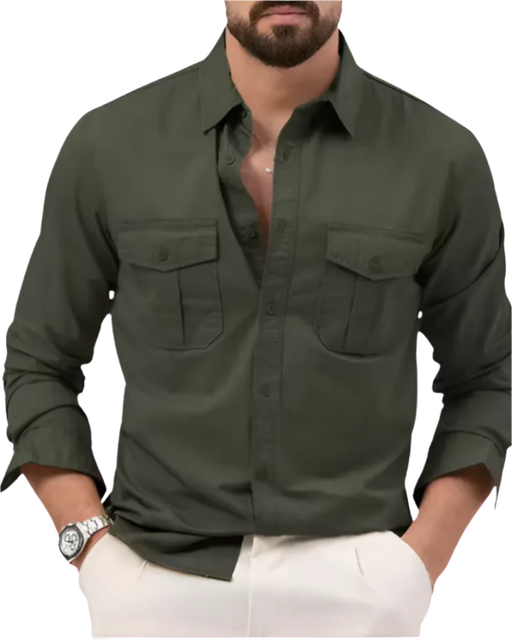 Vielseitiges Herren Cargo-Shirt in sommerlicher Farbe, perfekt für Outdoor-Abenteuer oder entspannte Freizeit.