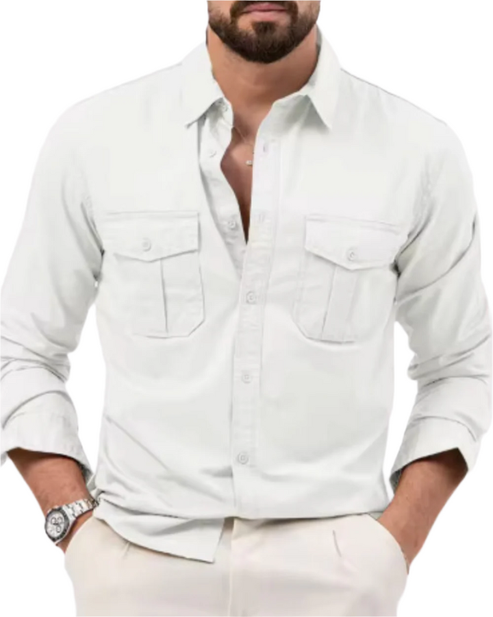 Stilvolles Herren Cargo-Shirt für Outdoor-Erkundungen & casual Sommer-Outfits. Bequem & funktional.