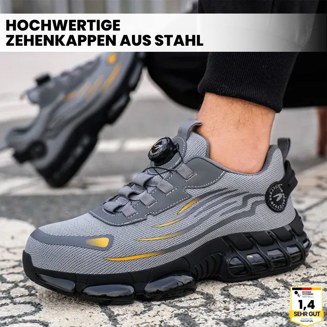 Atmungsaktive Herren Arbeitsschuhe mit Stahlkappe & Durchtrittschutz, verhindern Fußschmerzen & Ermüdung.
