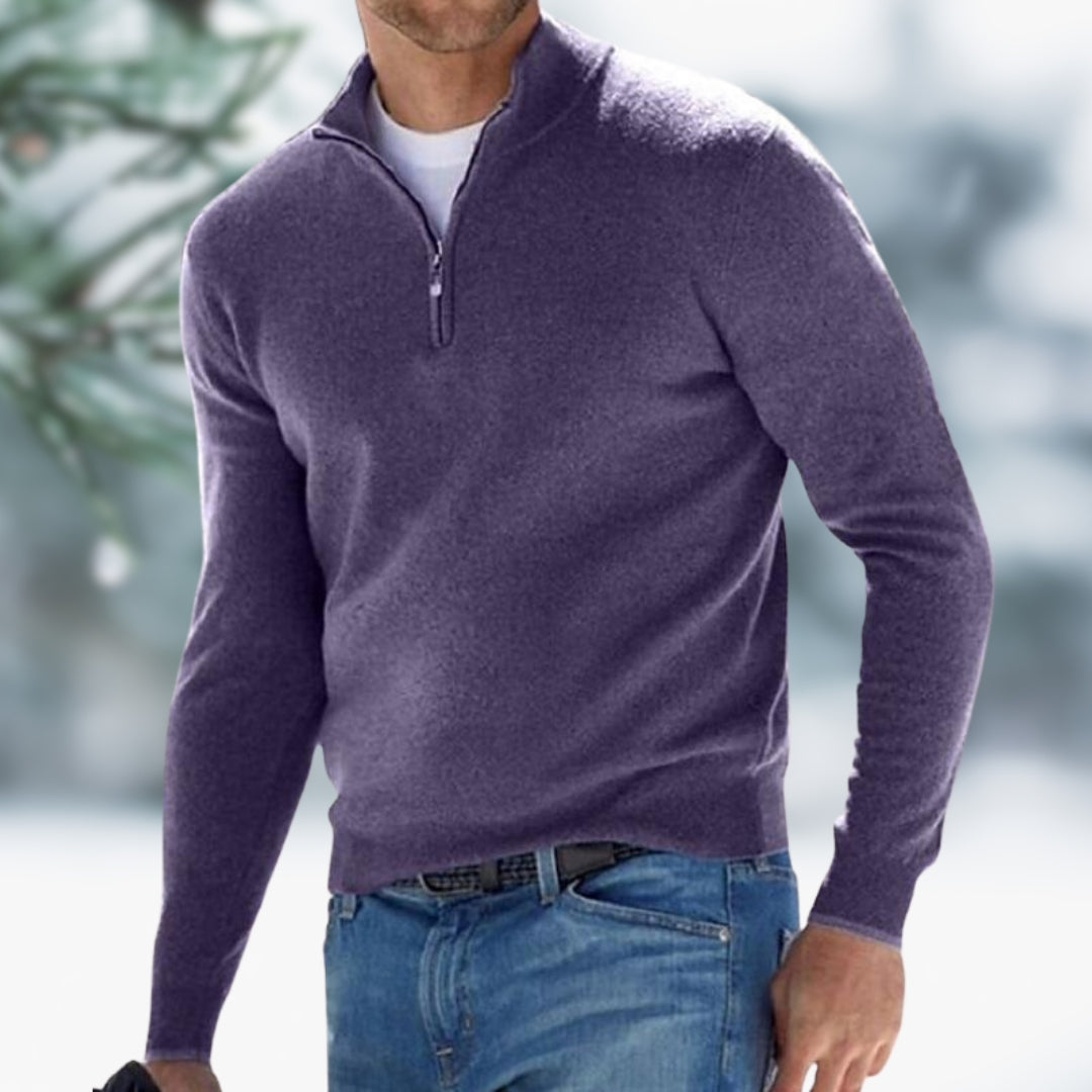 Herrenmode: Feinstrick Pullover mit Reißverschluss, atmungsaktiv & stilvoll für den ganzen Tag.