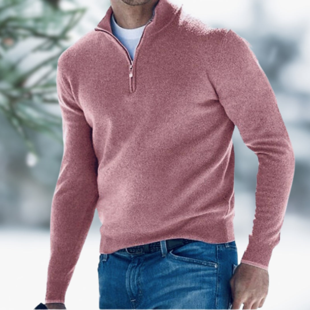 Zeitloser Herren Feinstrick Pullover mit Reißverschluss, komfortables Basic für elegante & legere Outfits.