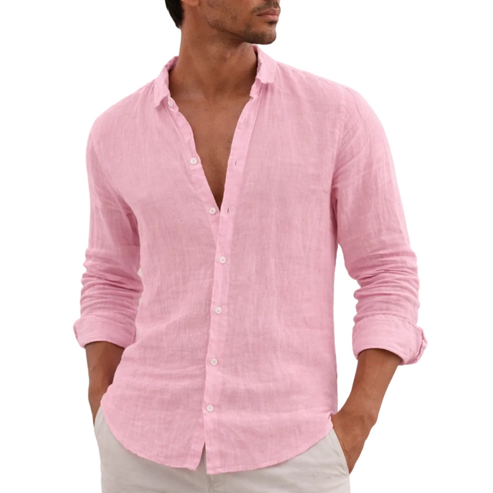 Leichtes, luftiges Herren Sommerhemd mit offenem Kragen; modernes Casual Hemd in Regular Fit für warme Tage.