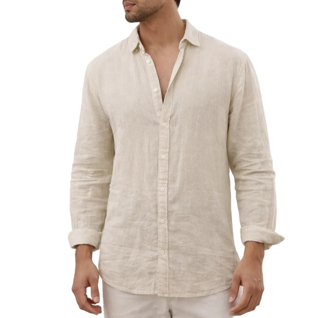 Lässiges Herren Regular Fit Hemd mit offenem Kragen; bequemes, leichtes Freizeit Hemd für Sommer und Alltag.