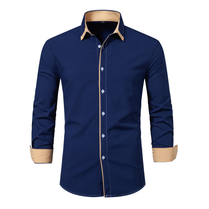 Herren Langarmhemd, modisches Kontrast-Design, bequem, ideal für stilvolle Alltags-Looks.