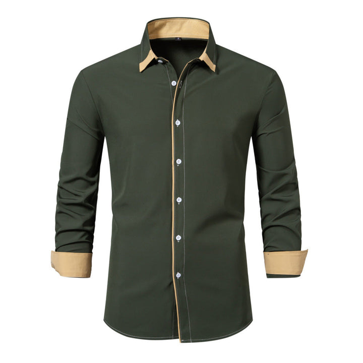 Bequemes Herrenhemd mit modernem Kontrast-Design, vielseitig für Freizeit und Business Casual.