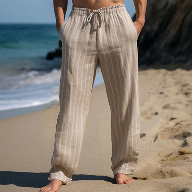 Detailansicht der atmungsaktiven Herrenhose mit Kordelzug. Bequeme Freizeithose, ideal als Reisehose.