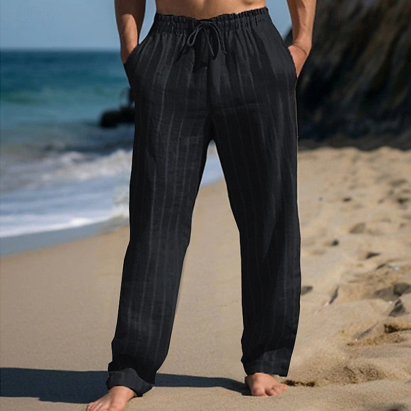 Vielseitige Herren Freizeithose, atmungsaktiv, mit Kordelzug. Bequeme Hose für Urlaub & Casual-Looks.