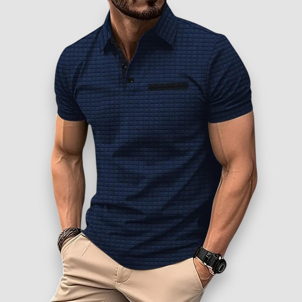 Herren Poloshirt gemustert, kurzärmlig, für Frühling & Sommer. Modernes und bequemes Freizeitshirt für Herrenmode.