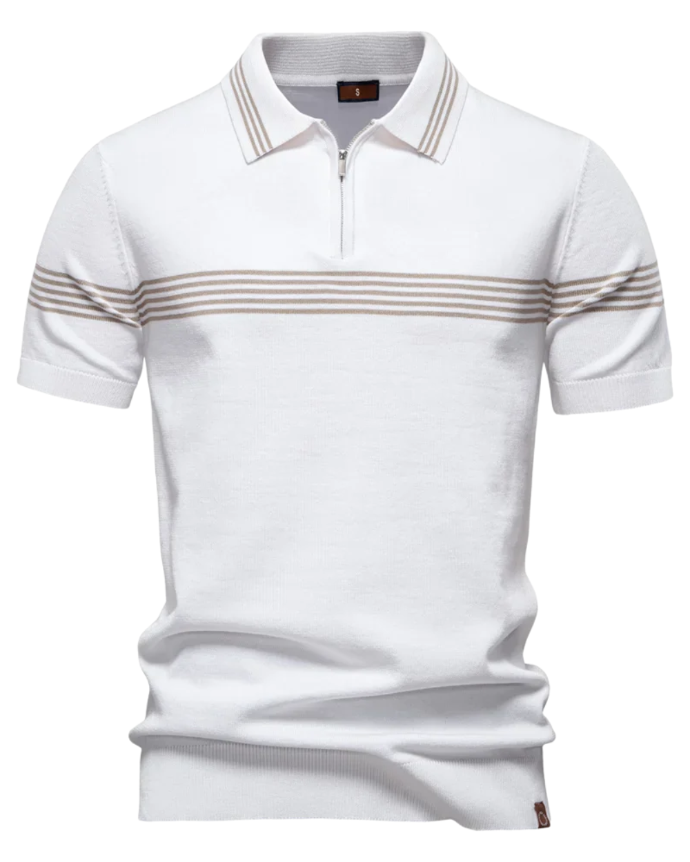 Elegantes gestreiftes Herren Poloshirt. Klassisches Kurzarm-Oberteil für Büro oder smarte Freizeitlooks.