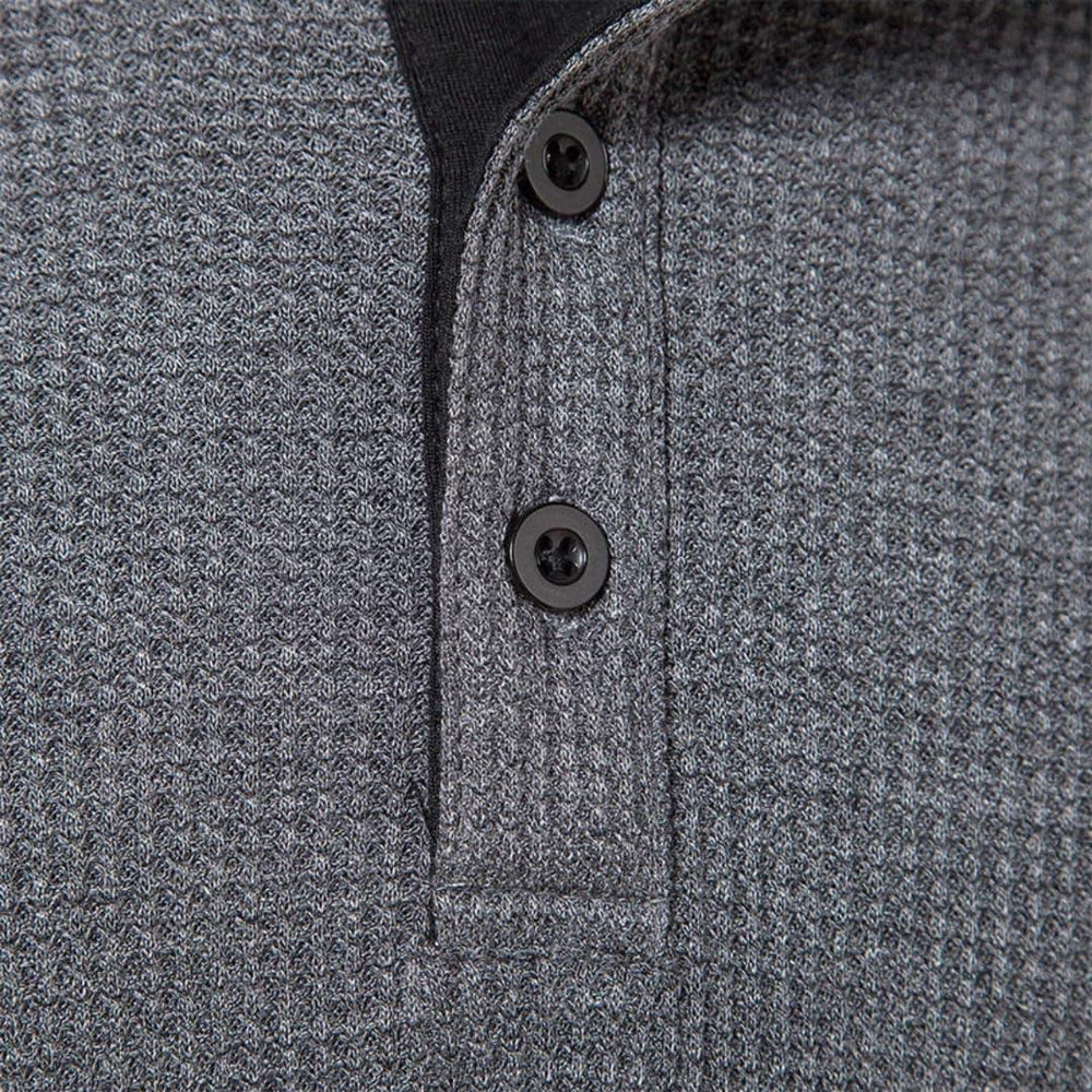 Bequemes Herren Langarmshirt, Henley Stil, perfekt für Freizeit und Alltag.