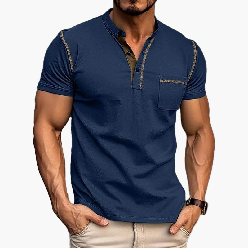 Herren Henley Shirt Kurzarm, stilvoll & bequem, mit Knopfleiste. Perfektes Freizeit T-Shirt für den Sommer.