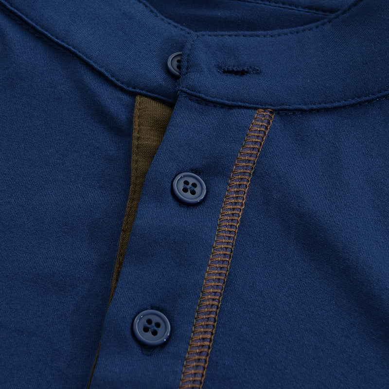 Lässiges Herren Henley T-Shirt, kurzärmlig, mit modischem Farbakzent. Ideal für Freizeit & Alltag.
