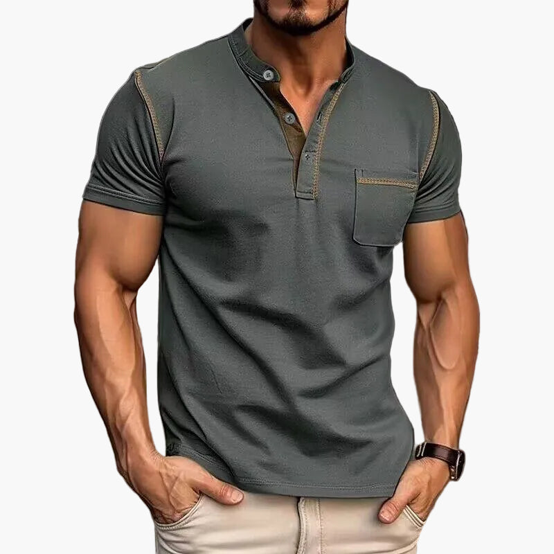 Herren Henley Shirt Kurzarm in klassischem Schnitt, stilvoll und bequem für jeden Anlass.