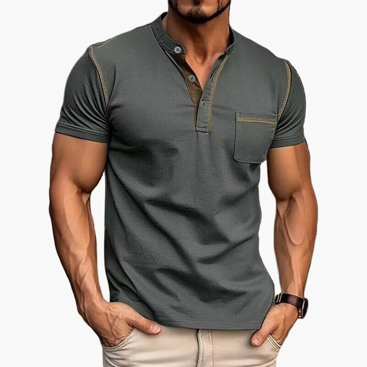 Herren Henley Shirt Kurzarm in klassischem Schnitt, stilvoll und bequem für jeden Anlass.