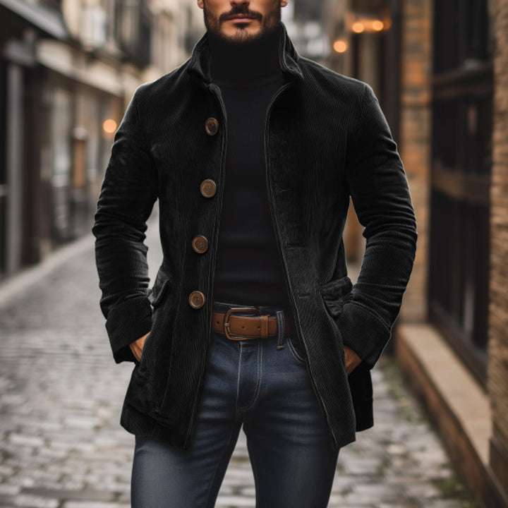 Stilvolle Freizeitjacke für Herren, ideal für Herbst, mit Knopfverschluss und schickem Stehkragen.