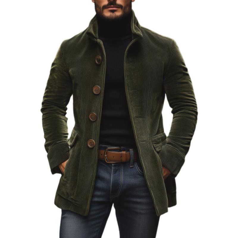 Moderner Business Casual Look: Herrenjacke mit Stehkragen und Knopfleiste, perfekter Herbstbegleiter.