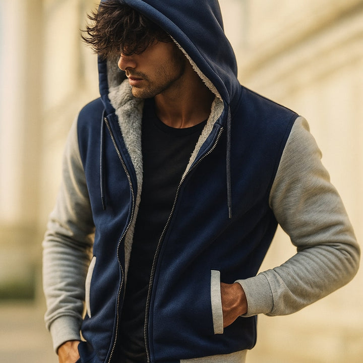 Sportliche Herren Kapuzenjacke mit Reißverschluss, komfortabel & bequem für aktive Tage.