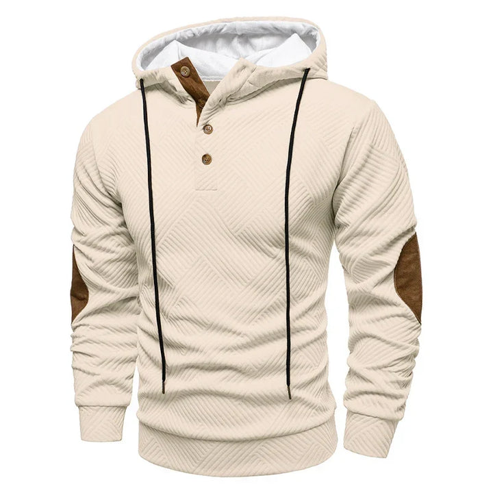 Warmer Herren Kapuzenpullover mit praktischer Knopfleiste und moderner Passform.