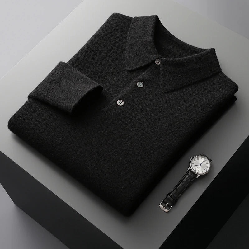 Klassischer Herren Business Pullover mit Polokragen, vielseitig kombinierbar für Männermode.