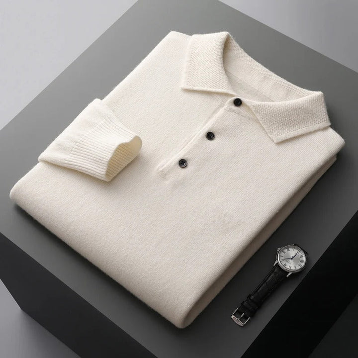 Eleganter Herren Langarm Pullover mit Polokragen, perfekt für den Business-Alltag.