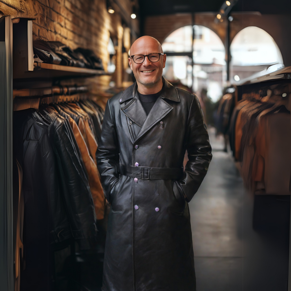 Herren Eleganter Trenchcoat in Beige, klassisch und zeitlos, perfekt für stilvolle Business-Auftritte & Herbstmode.