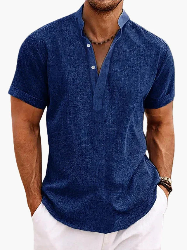 Basic Herren Kurzarm Henley Hemd, zeitlos und unifarben, ein Muss für jeden eleganten Freizeit-Look.