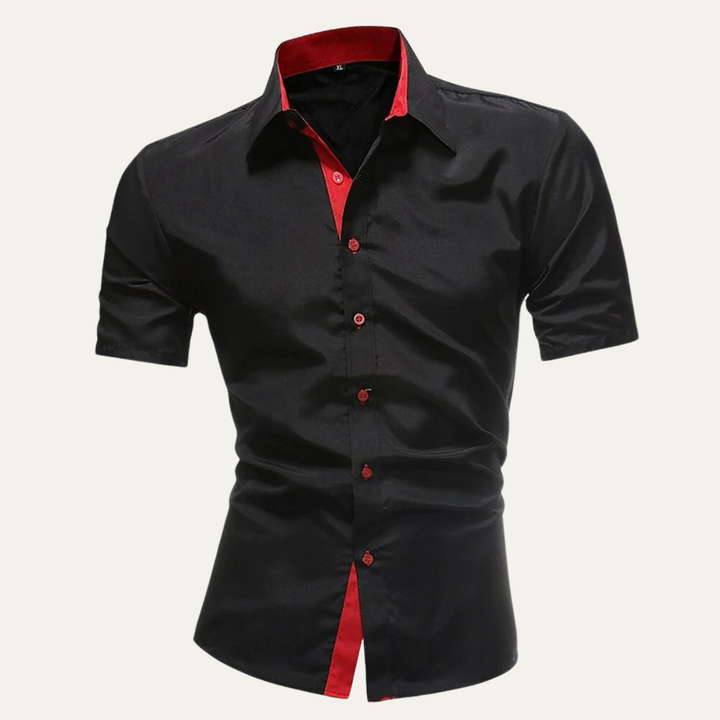 Modernes Regular Fit Herren Kurzarmhemd mit stilvollem strukturierten Kragen. Lässiges Freizeit-Outfit für Männer.