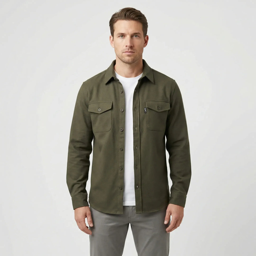 Bequemes Herren Langarm Overshirt mit Brusttaschen. Perfekt als Casual Freizeitjacke & Allrounder.