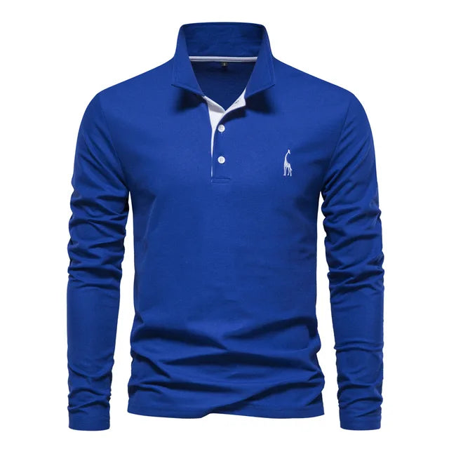 Vielseitiges Männer Polohemd Langarm, unifarben. Atmungsaktives Freizeit-Polo für Herbst & Frühling.