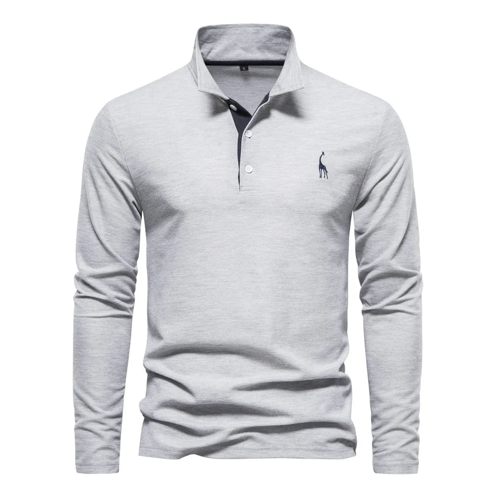 Herbst- & Frühlings-Polohemd für Herren mit langen Ärmeln. Atmungsaktives, elegantes Männer-Polo.