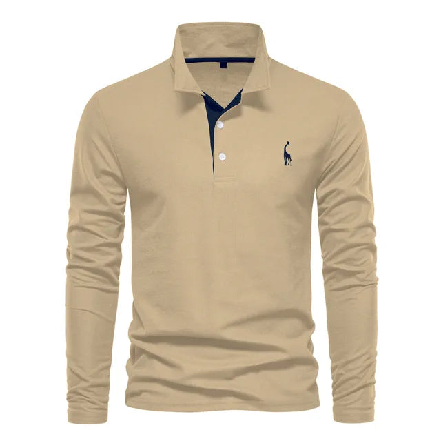 Stylisches Langarm-Polo für Herren. Bequemes & atmungsaktives Freizeit-Polo, ideal für den Herbst.