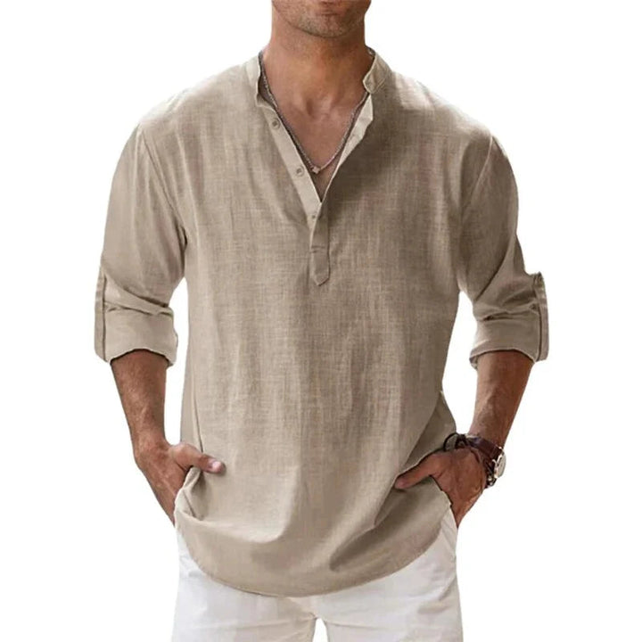 Herren Langarm Polohemd mit Chino-Kragen. Klassisch-elegantes Oberteil für Freizeit & Business Casual.