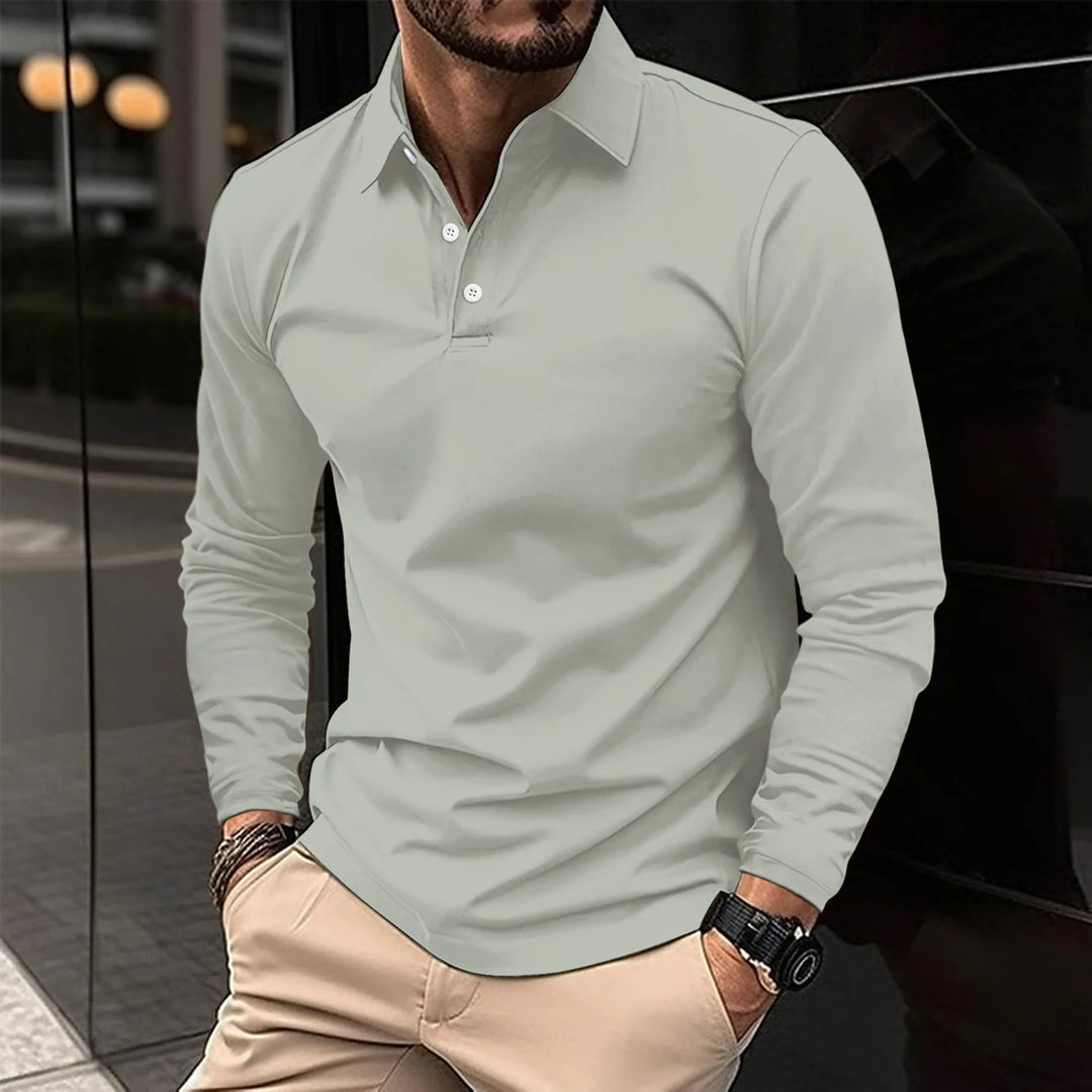 Bequemes Herren Langarm-Poloshirt mit elegantem Kragen, optimaler Komfort für jeden Tag.