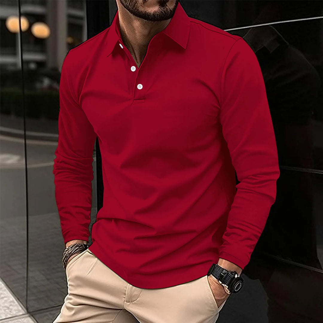 Vielseitiges Herren Langarm-Polohemd, klassischer Schnitt mit elegantem Kragen für jede Garderobe.
